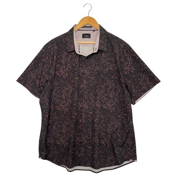 7Diamonds Shirt Mens 2XL Black Geometric 4 Way Stretch Button Up Casual Preppy - Picture 1 of 13